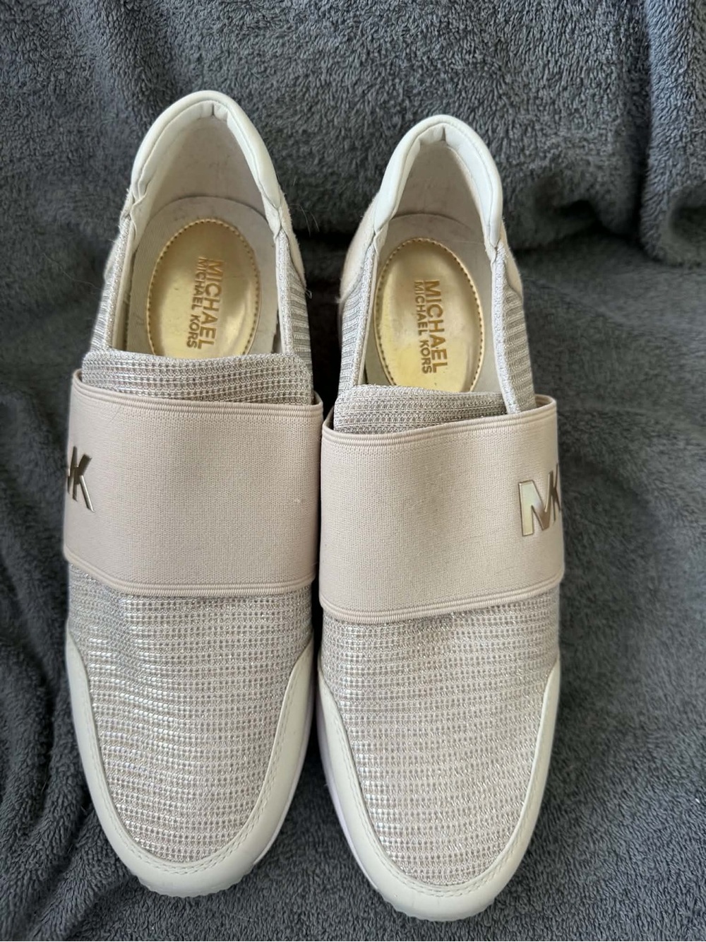 Michael Kors Women’s Espadrille Slip-On Sneakers in Light Taupe with gold